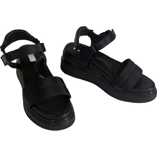 Women's Buckle Velcro Sandal, Black