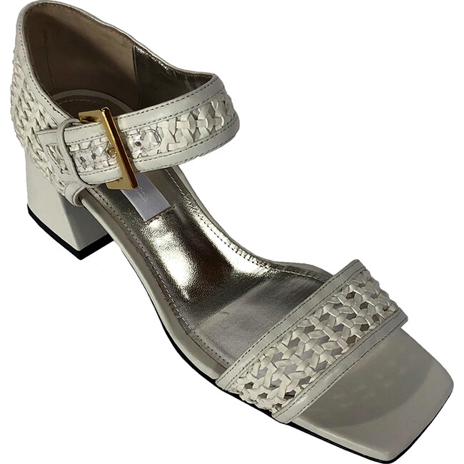 Women's Woven Maryjane Sandal, White - Mary Janes - 4