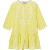 Embroidered Kaftan, Lemon/White - Cover-Ups - 1 - thumbnail