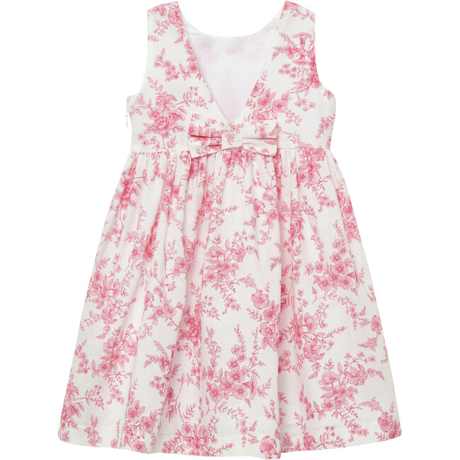 Maeva Big Bow Dress, White/Pink Floral - Dresses - 2