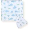 Bamboo Muslin Swaddle Blanket & Topknot Set, Under the Sea - Swaddles - 1 - thumbnail