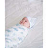 Bamboo Muslin Swaddle Blanket & Topknot Set, Under the Sea - Swaddles - 2