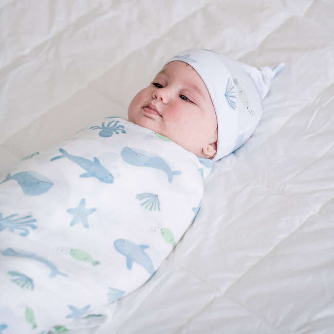 Bamboo Muslin Swaddle Blanket, Under the Sea - Swaddles - 2