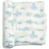 Bamboo Muslin Swaddle Blanket & Topknot Set, Under the Sea - Swaddles - 3 - thumbnail