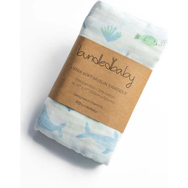 Bamboo Muslin Swaddle Blanket, Under the Sea - Swaddles - 3