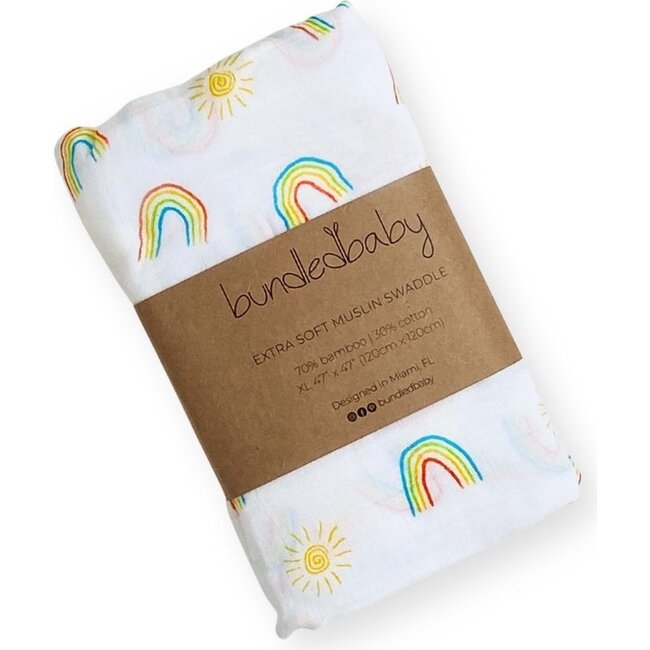 Bamboo Muslin Swaddle Blanket, Over the Rainbow