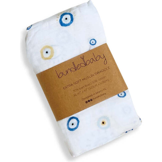 Bamboo Muslin Swaddle Blanket & Topknot Set, Eye See You - Swaddles - 4