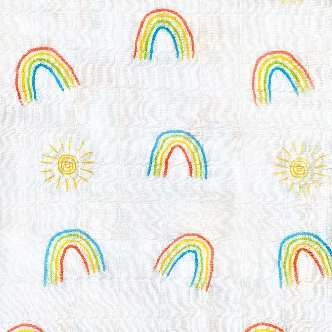 Bamboo Muslin Swaddle Blanket, Over the Rainbow - Swaddles - 3