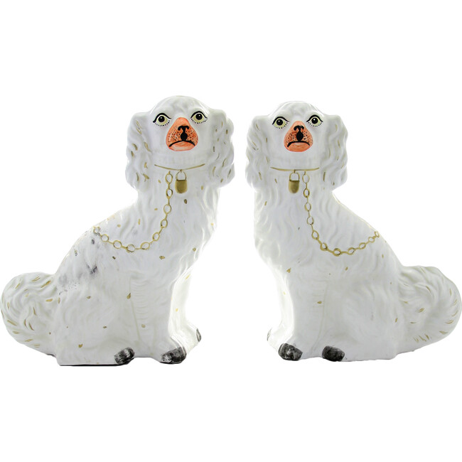Set of 2 Staffordshire Dog Accents, White