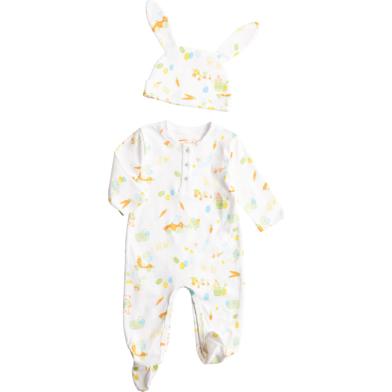 Easter Egg Hunt Onesie + Bunny Hat, Orange - Pajamas - 1