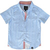 Short Sleeve Shirt, Greek Key in Ocean - Shirts - 1 - thumbnail