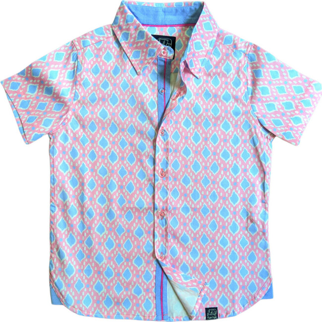 Short Sleeve Shirt, Ikat in Pink - Shirts - 1
