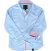 Long Sleeve Shirt, Blue with Ikat trim - Shirts - 1 - thumbnail