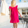Flutter Sleeve Dress, Fuchsia - Dresses - 2 - thumbnail