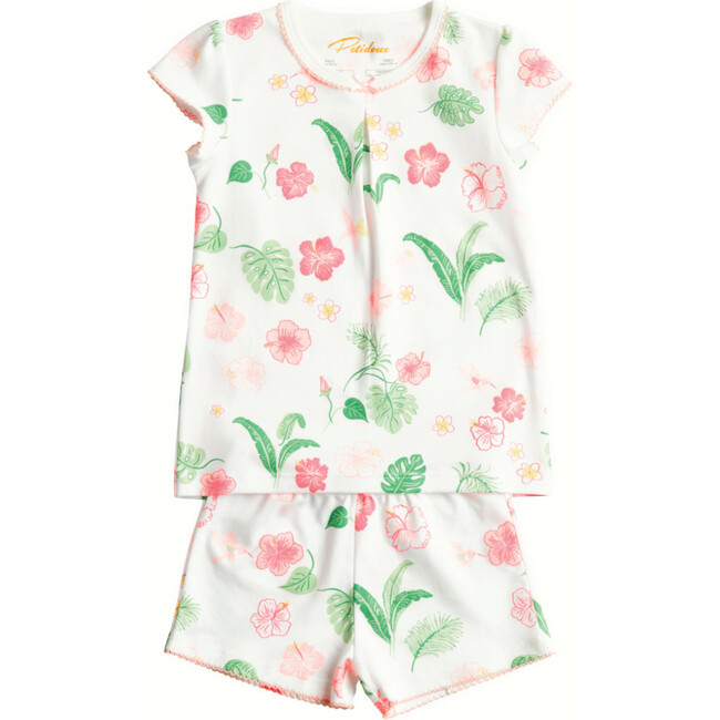 Tropical Paradise Short Sleeve Pajama, Pink - Pajamas - 1