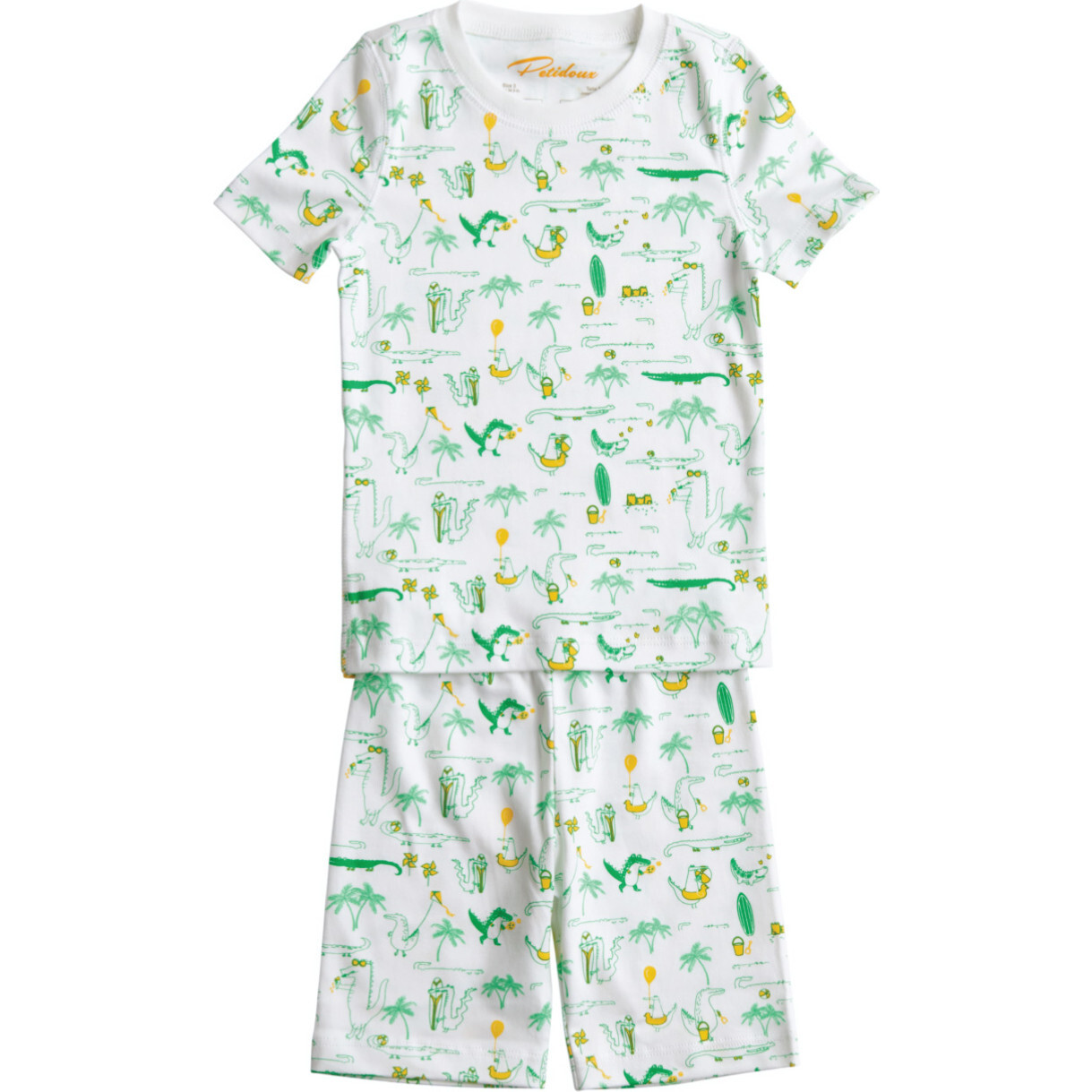 Alligators on Holiday Short Sleeve Pajama Green Petidoux