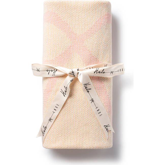 Bow Logo Knit Baby Blanket, Pink