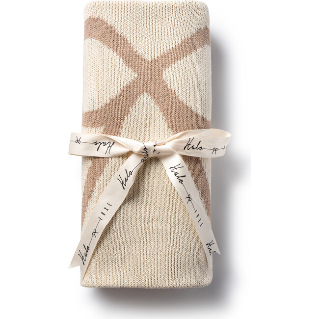 Bow Logo Knit Baby Blanket, Neutral And Taupe