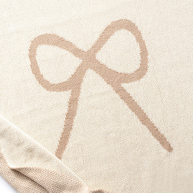 Bow Logo Knit Baby Blanket, Neutral And Taupe