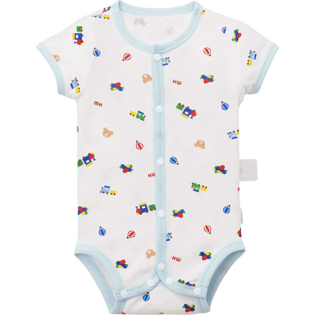 Short-Sleeve Onesie Bodysuit, Blue - Onesies - 1