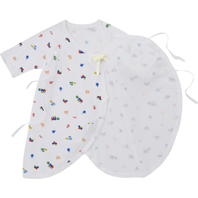 Kimono-Style Hadagi Bodysuit, Blue - Onesies - 3