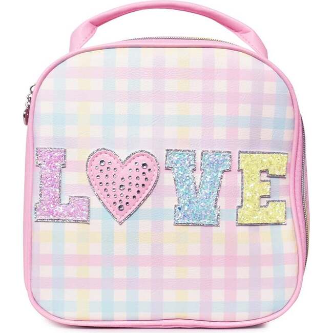LOVE Gingham Large Backpack And Lunch Bag Set, Cotton Candy - Backpacks - 2