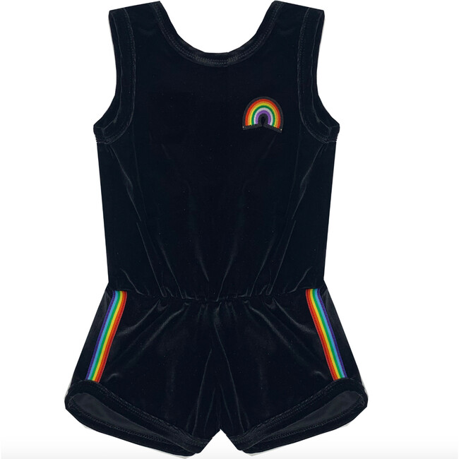 Rainbow Romper, Black Velvet - Rompers - 1
