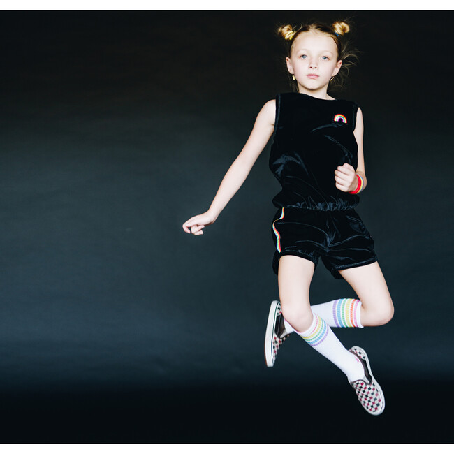 Rainbow Romper, Black Velvet - Rompers - 2