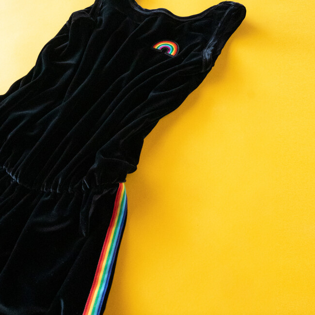 Rainbow Romper, Black Velvet - Rompers - 3