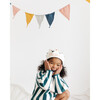 Cream Linen Crown, Multicolored Pom Poms - Hats - 2