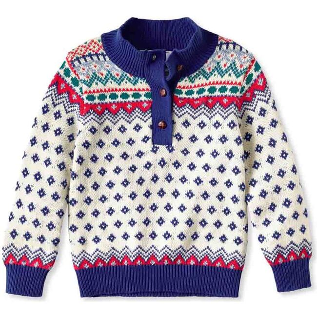 Scott Fairisle Sweater, Off White - Sweaters - 1