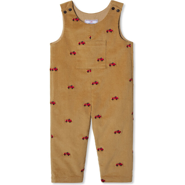 Tucker Embroidered Overall, Lark with Red Race Cars - Overalls - 1