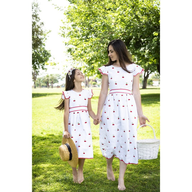 Women's Cherry Dress, White - Dresses - 3