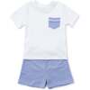 Charles Boys' Pima Cotton Short Set, Blue Stripe - Loungewear - 1 - thumbnail