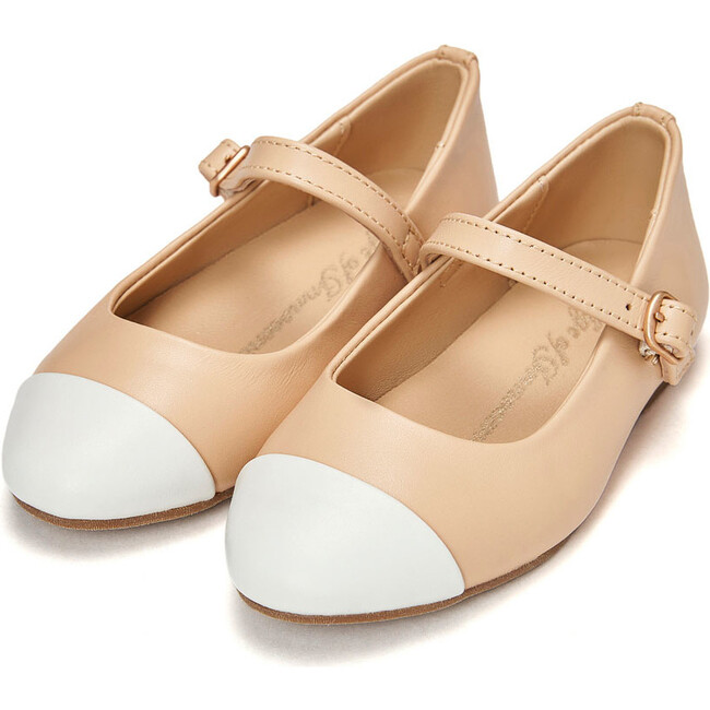 Bebe Leather 2.0 Mary Janes, Beige & White