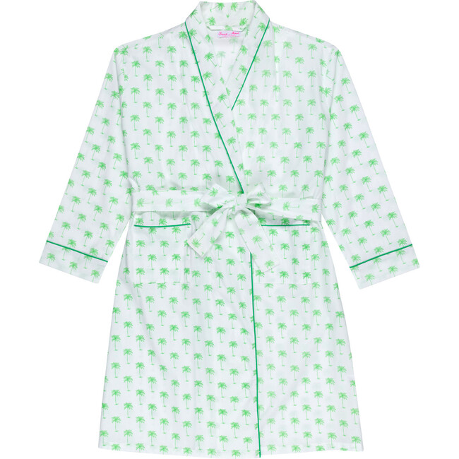 Women's  Palm Tree Robe, Green - Pajamas - 1