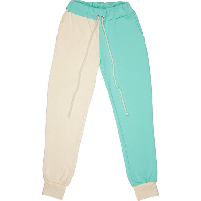 Sweatpants, Color Block Mint/Cream