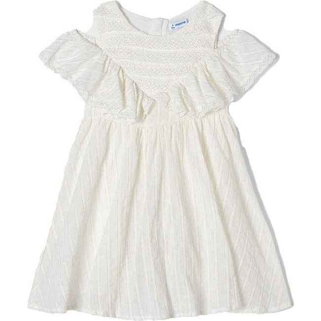 Embroidered Chiffon Dress, White