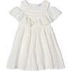 Embroidered Chiffon Dress, White - Dresses - 1 - thumbnail
