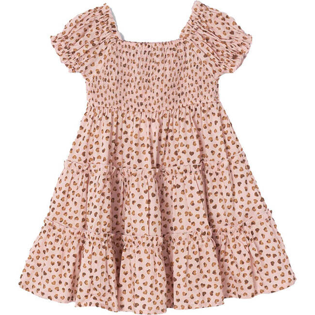 Heart Print Dress, Pink Rose - Dresses - 2