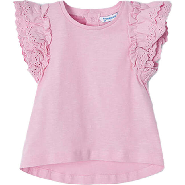 Ruffle Sleeve T-Shirt, Pink