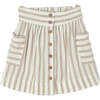 Striped Button Skirt, Beige - Skirts - 1 - thumbnail