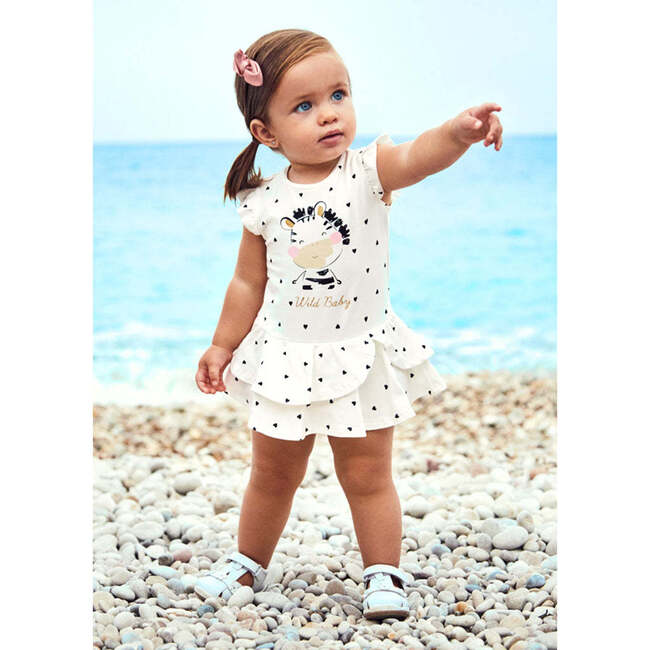 Polka Dot Zebra Dress, White - Dresses - 2