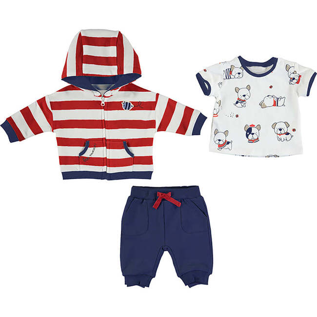 3pc Puppy Print Tracksuit, Red