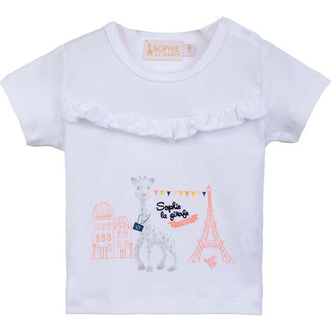 Ruffle Animal Print T-Shirt, White