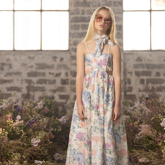 chinese dress ladies Amelia Blue Floral Maxi Dress  Cuffs