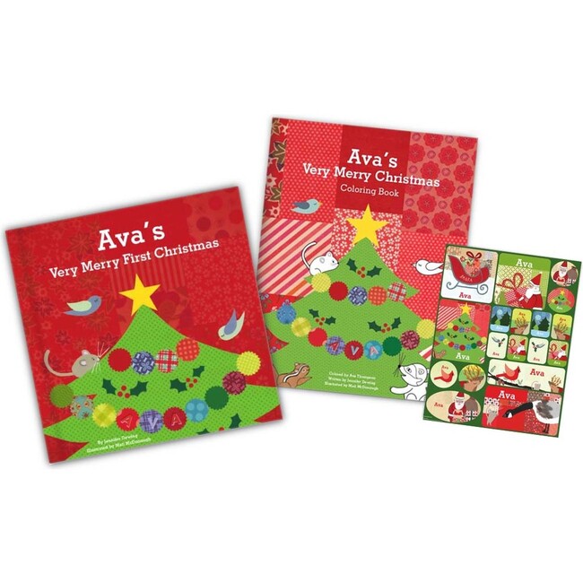 My Very Merry Christmas Personalized Book, Coloring Book and Sticker Gift Set