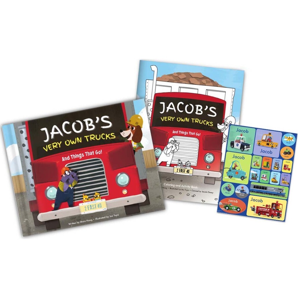 My Very Own Trucks Personalized Book, Coloring Book and Sticker Gift Set - Books - 1
