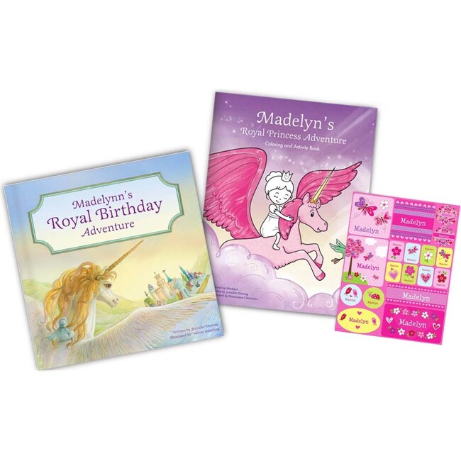 My Royal Princess Adventure Personalized Book, Coloring Book and Sticker Gift Set
