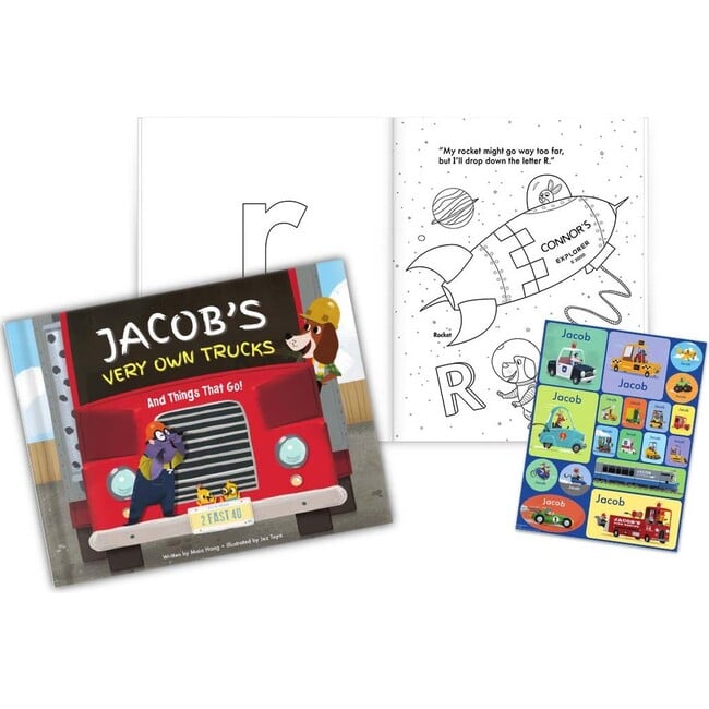 My Very Own Trucks Personalized Book, Coloring Book and Sticker Gift Set - Books - 3